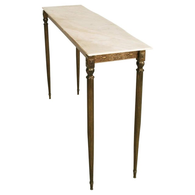 Antique Italian Brunished and Gilt Brass Console with Carrara Marble Top, Venice, 1920s For Sale - Image 4 of 9