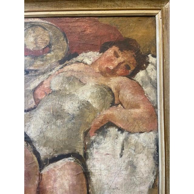 1928 Oil Painting on Canvas of a Reclining Woman Oil on Canvas Signed Georges Louis Emile Capon For Sale In New York - Image 6 of 9