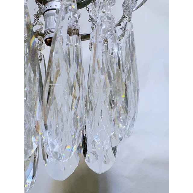 Vintage Crystal Prismatic Pendant Chandelier With Silver Frame For Sale In New York - Image 6 of 7