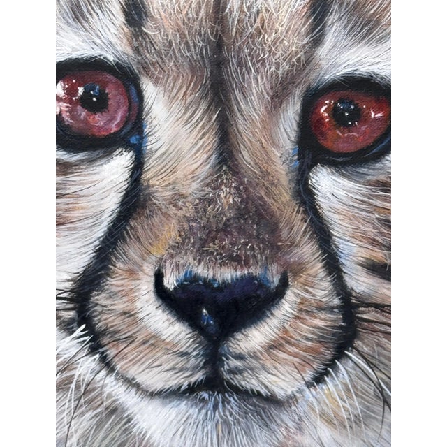 Wood Cheetah Cub Oil Portrait on Canvas Signed by Pip McGarry – Framed British Wildlife Portrait Art For Sale - Image 7 of 12