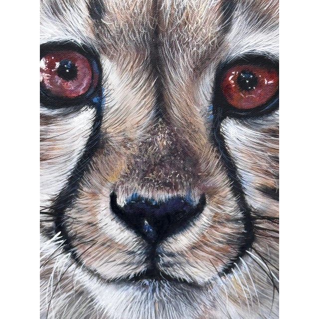 Wood Cheetah Cub Original Oil Painting on Canvas by Pip McGarry – Framed British Wildlife Portrait Art For Sale - Image 7 of 12