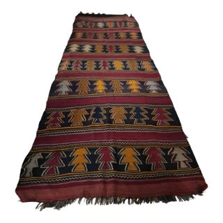 Mid-Century Hand-Woven Anatolian Kilim Runner Rug⁠ For Sale