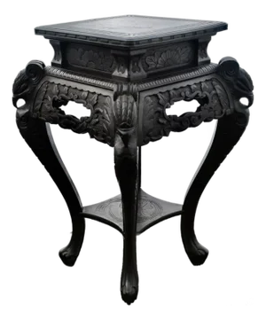 Antique Carved Chinese Two Tier Table W/Craved Birds