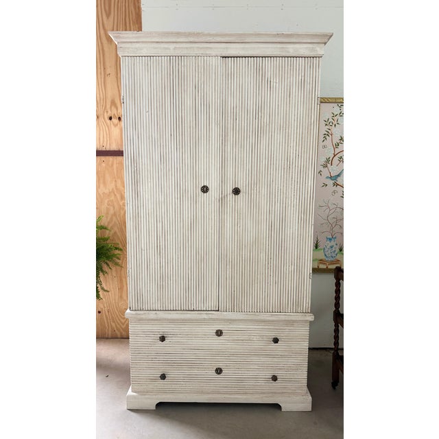 Late 20th Century Pair of Fluted Wood Gustavian Cabinets For Sale - Image 11 of 13