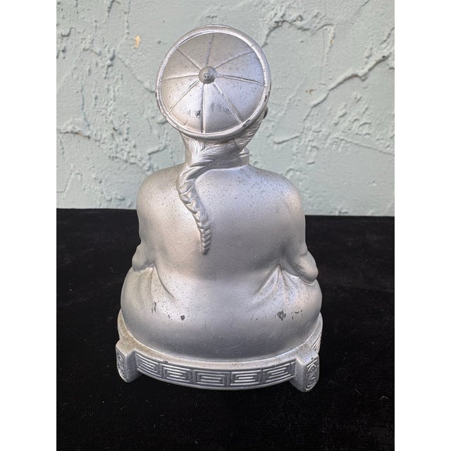 Asian Vintage Asian Cast Metal Scholar Figurine Incense Burner With Longevity Symbol For Sale - Image 3 of 7