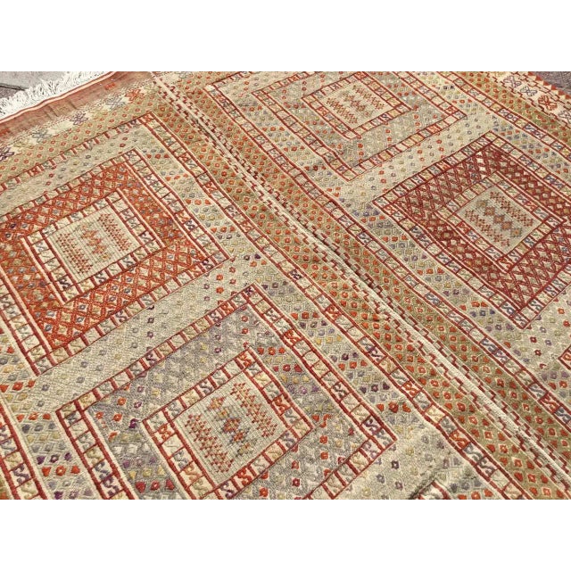 1960s Rustic Embroidered Kilim Rug - 67" X 96" For Sale In Raleigh - Image 6 of 11