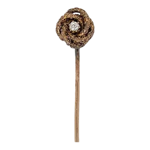 Vintage Antique Edwardian 10 Karat Gold & Diamond Love Knot Stick Pin