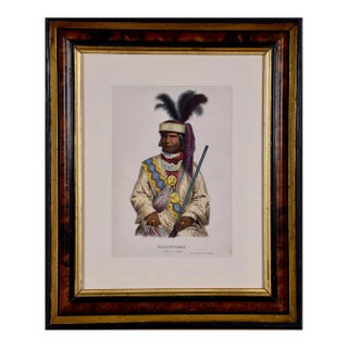 Billy Bowlegs, Seminole Chief: Original McKenney & Hall Hand-Colored Lithograph, 1865, Framed For Sale
