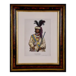 Billy Bowlegs, Seminole Chief: Original McKenney & Hall Hand-Colored Lithograph, 1865, Framed