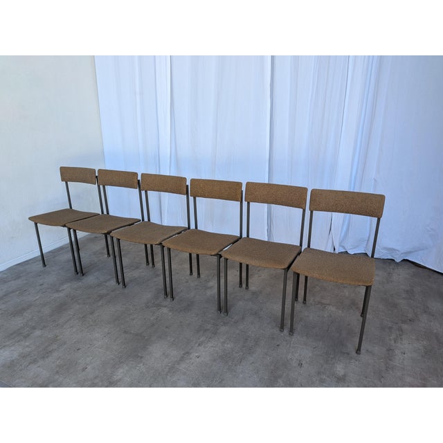 Original set of 6 retro school chairs made by renowned Yugoslav manufacturer STOL Kamnik in the 1970s. The chairs feature...
