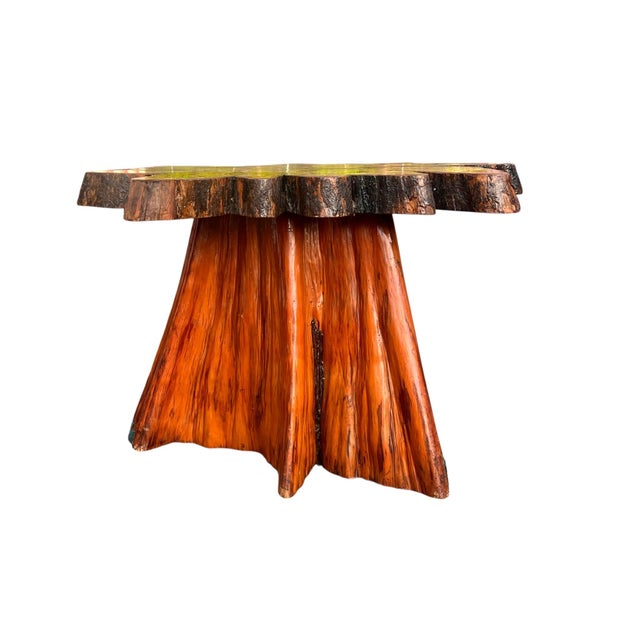 Wood Beautiful Vintage Cypress Live Edge Tree Stump Center Coffee Table For Sale - Image 7 of 15