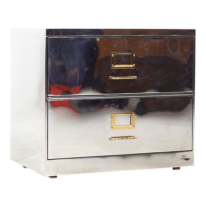 Mid Century Chrome 2 Drawer File Cabinet | Chairish