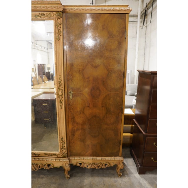 Antique French Rococo Revival Triple Wardrobe Armoire For Sale - Image 12 of 14