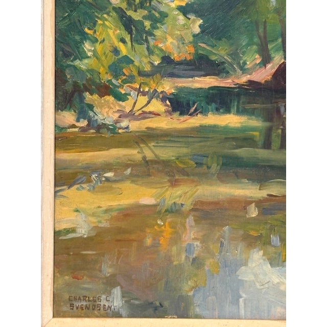 Impressionist Early 20th Century Charles C. Svendsen (1871–1959) Impressionist River Landscape Oil Painting For Sale - Image 3 of 4