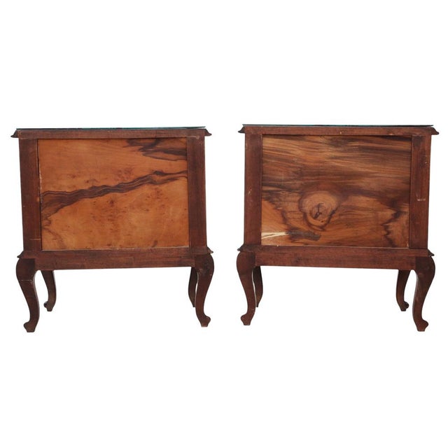 Wood Large Antique Figured Walnut Bedside Tables, 1925, Set of 2 For Sale - Image 7 of 8