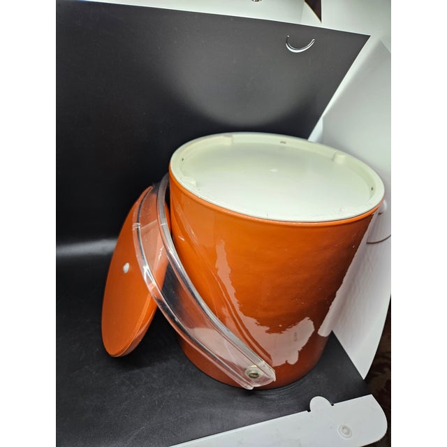 1960s 1960s MCM Kraftware 3-Quart Spice Orange Ice Bucket For Sale - Image 5 of 7