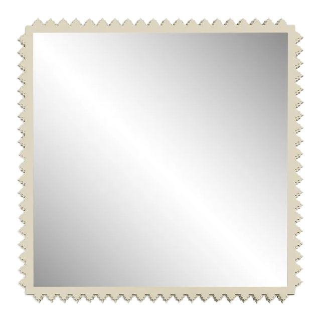 Fleur Home Carnival Muses Square Mirror in Delaware Putty, 32x32 For Sale