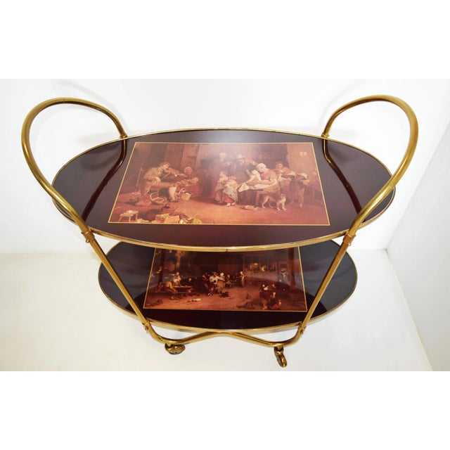 Vintage Brass Bar Cart, 1960s For Sale - Image 4 of 6