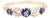 1900 - 1909 Belle Époque Jarretière Ring, 18-Carat Gold, Natural Sapphires and Diamonds, Size 6.75 For Sale