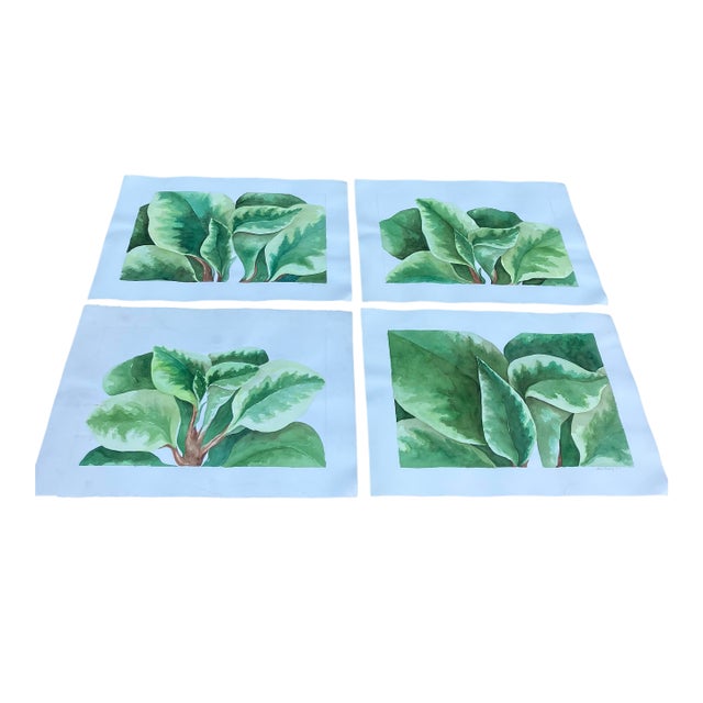 1970’s 4 Original Large Watercolor Paintings Palm Plants by Sharon Greenberg-Set of 4 For Sale