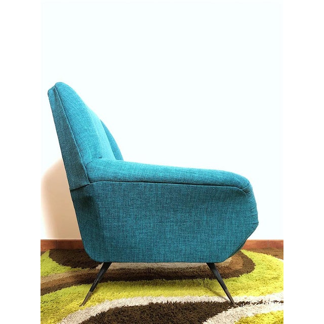 Blue Vintage Armchair by Gigi Radice for Minotti, Italy, 1950s For Sale - Image 8 of 16