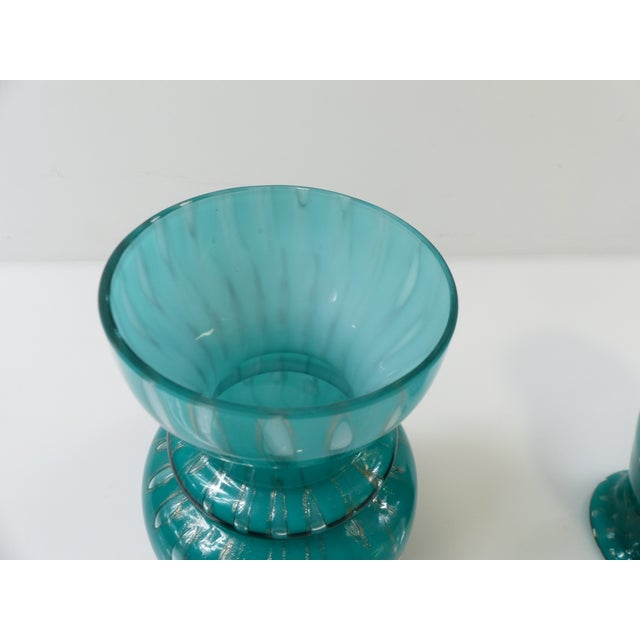 Covered Jars in Turquoise and Aventurine Glass, 1950s, Set of 2 For Sale - Image 11 of 14