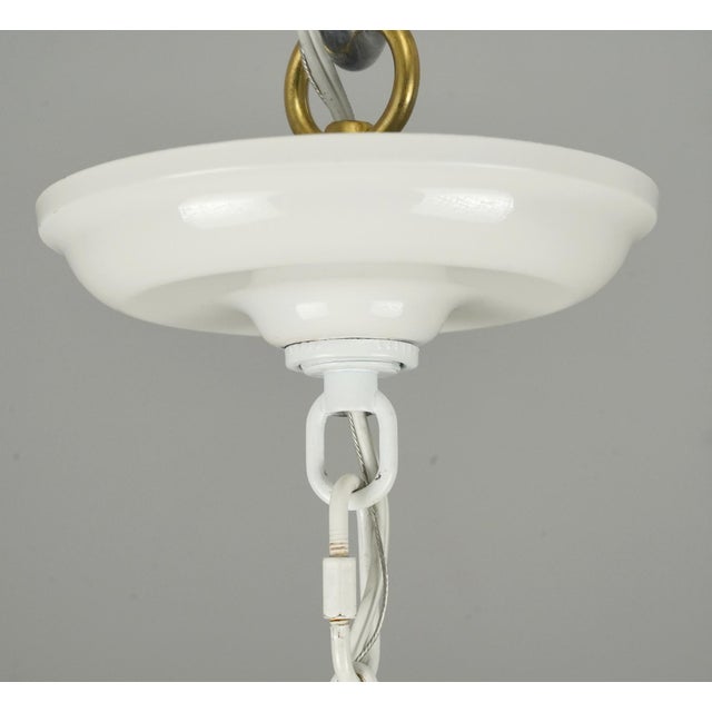 Restored Vintage Cottage White Steel Six Arm Chandelier For Sale - Image 10 of 10