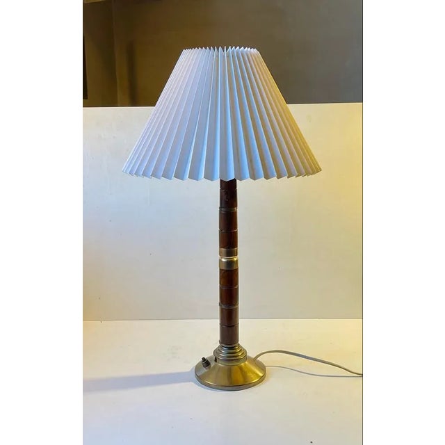 Mid-Century Swedish Table Lamp in Brass and Mahogany, 1960s For Sale - Image 11 of 11
