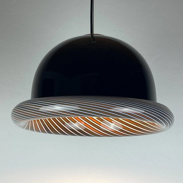 Vintage Italian Murano Black Pendant Lamp, 1960s For Sale - Image 9 of 18