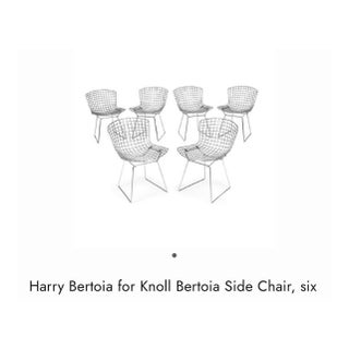 Set Six Attributed to Harry Bertoia for Knoll Wire Side Chair Mid-Century Chrome With Covers For Sale