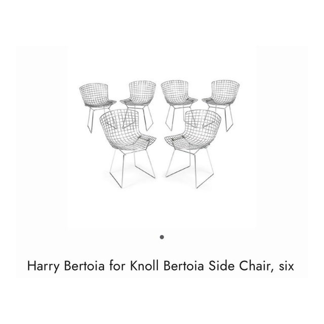 Set Six Attributed to Harry Bertoia for Knoll Wire Side Chair Mid-Century Chrome With Covers For Sale
