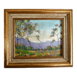Mid 20th Century Miniature Mountain Landscape Oil Painting - Unsigned Unknown Artist For Sale