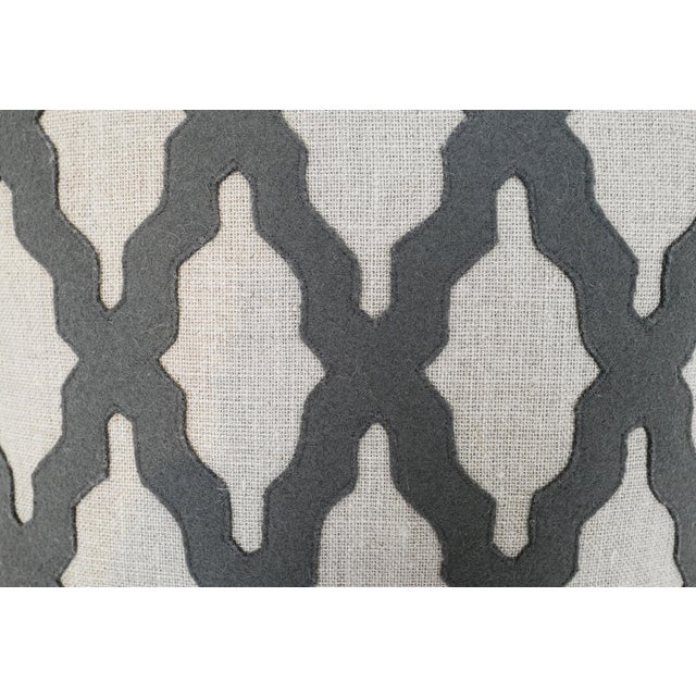 Moroccan Marrakech Grey Embroidered Linen Pillow For Sale - Image 3 of 4