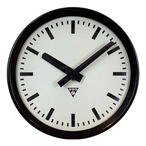 Industrial Brown Bakelite Factory Wall Clock from Pragotron, 1960s