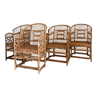 Vintage Brighton Pavilion Style Bamboo Chairs - Set of 4 For Sale