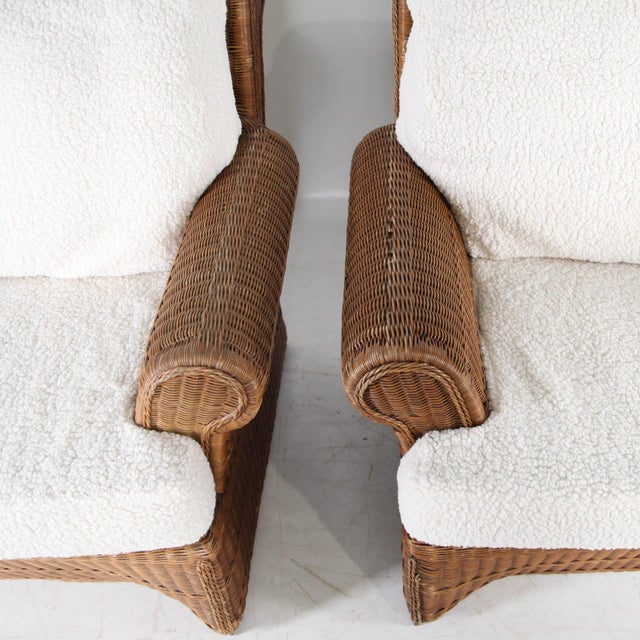 Vintage Wicker Lounge Set, 1970s, Set of 3 For Sale - Image 4 of 18