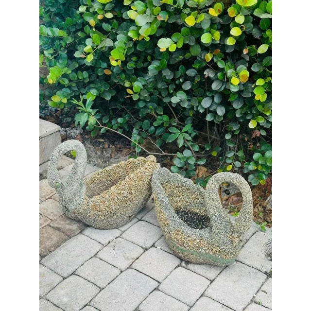 Late 20th Century Stone & Pebbles Swan Planters - A Pair For Sale - Image 10 of 12