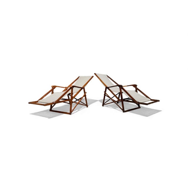 These exceptionally rare and stunning chaise lounges were originally designed by Lucio Costa for the Friburgo Hotel in Rio...