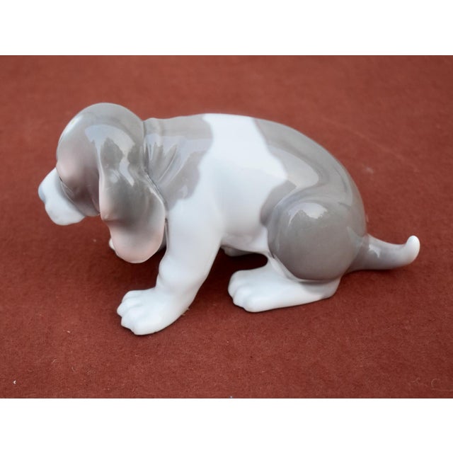 White Vintage Lladro Porcelain Beagle Puppy Dog Figurine Grey White Glossy Spain Retir For Sale - Image 8 of 15