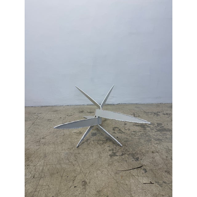 Brutalist Silas Seandel Attrb. Brutalist Torch Cut White Lacquer Steel Coffee Table Base For Sale - Image 3 of 15