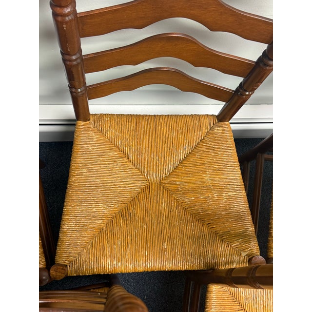 Late 20th Century Ladderback Rush Seat Dining Chairs - Set of 6 For Sale - Image 12 of 12