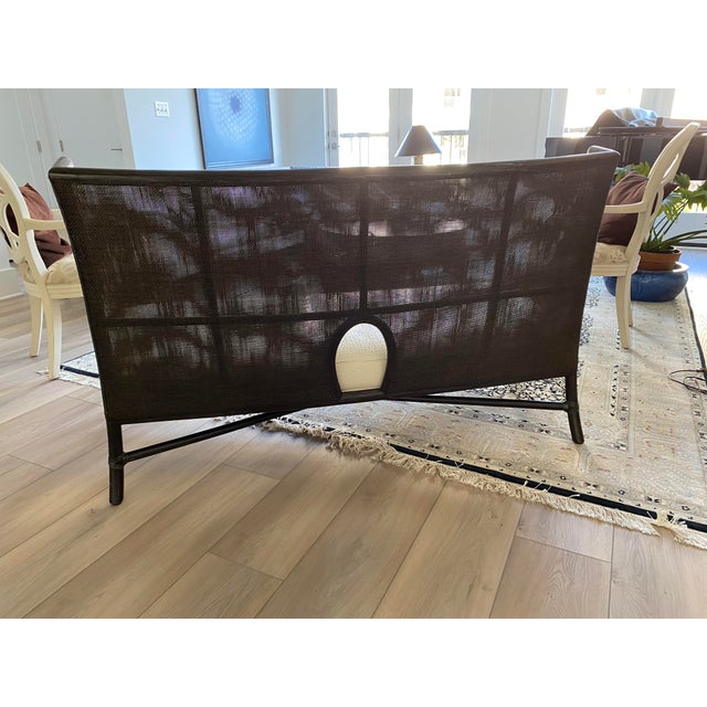 Gorgeous piece of art...this is a settee with white leather cushion and a black cane back. Hate to give it up but I have...