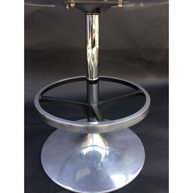 Metal Set of Four Acrylic & Metal Counter Stools With Fabric Cushions. U.S.A. 1980's For Sale - Image 7 of 8