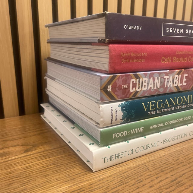 Curated Culinary Decorative Book Stack – Chef’s Kitchen Library, Set of 6 For Sale - Image 4 of 6