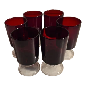 Early 20th Century J. G. Durand French Ruby Cordial Glasses - Set of 6
