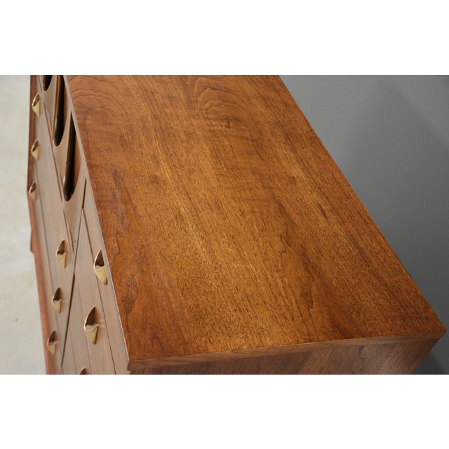 Brown Refinished Broyhill Brasilia Magna Walnut Dresser Mid Century Modern For Sale - Image 8 of 12