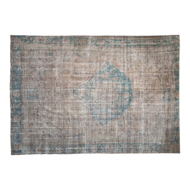 Vintage Distressed Oushak Carpet - 7'6" X 10'8" For Sale