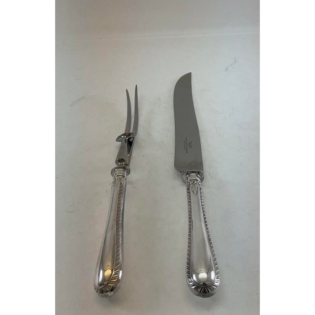 1980s 1980s Silver Pair Carving Set, Carving Fork & Carving Knife, Feather Edge. For Sale - Image 5 of 14