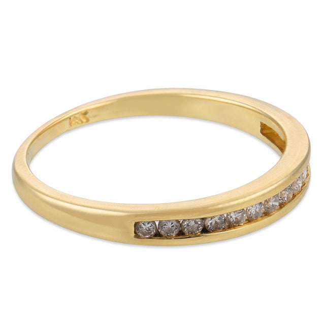 Vintage Diamond 14k Yellow Gold Half Eternity Band, Size 8.25 For Sale - Image 4 of 6