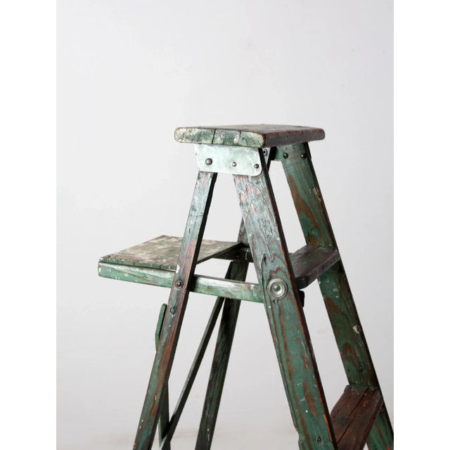 Vintage Green Painted Ladder For Sale - Image 4 of 13